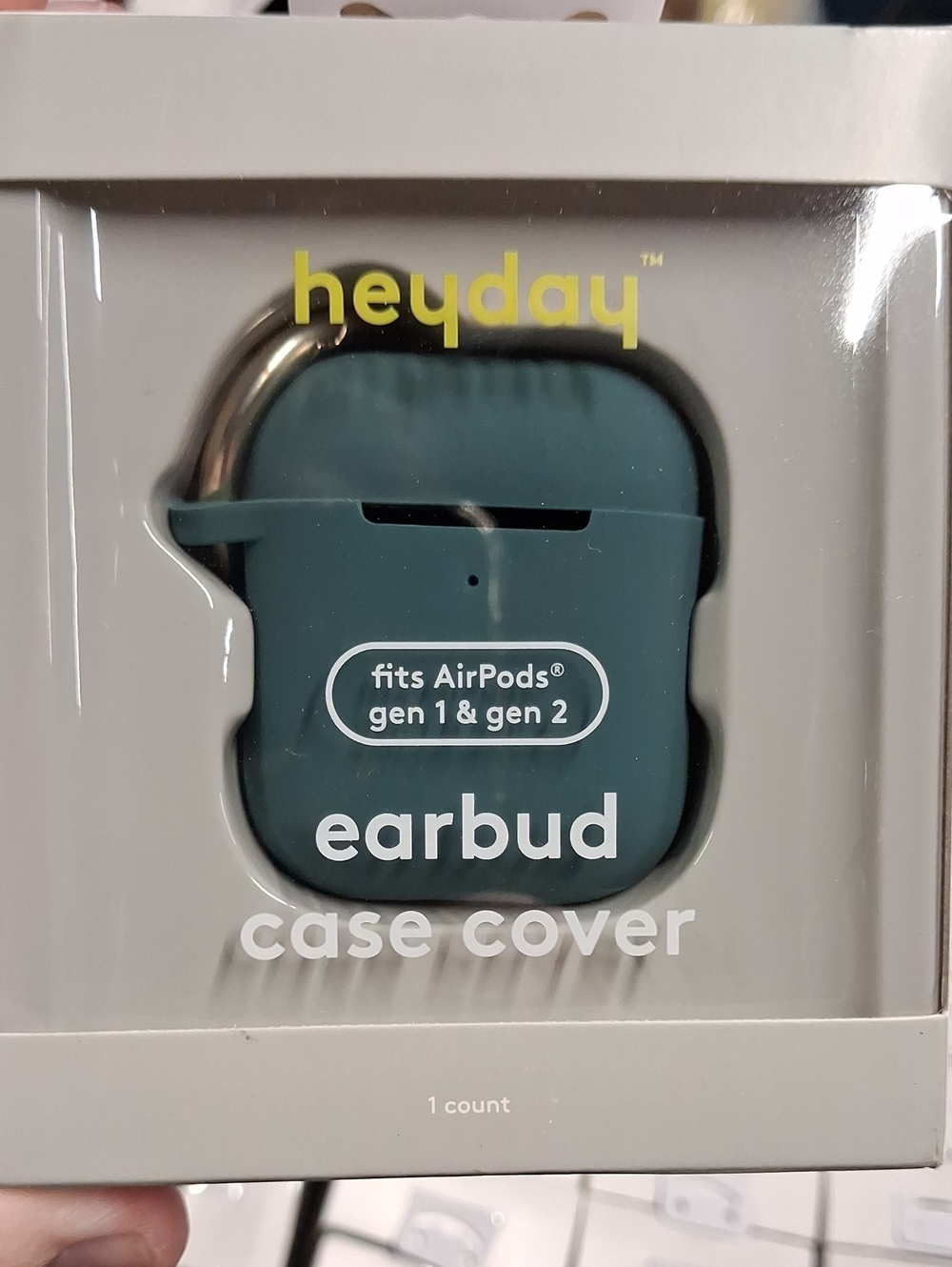 heyday Teal Silicone Earbud Case Cover with Carabiner